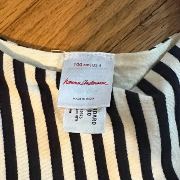 NWOT* Hanna Andersson Black and White Striped Kids Dress-with pockets! - Picture 2 of 6